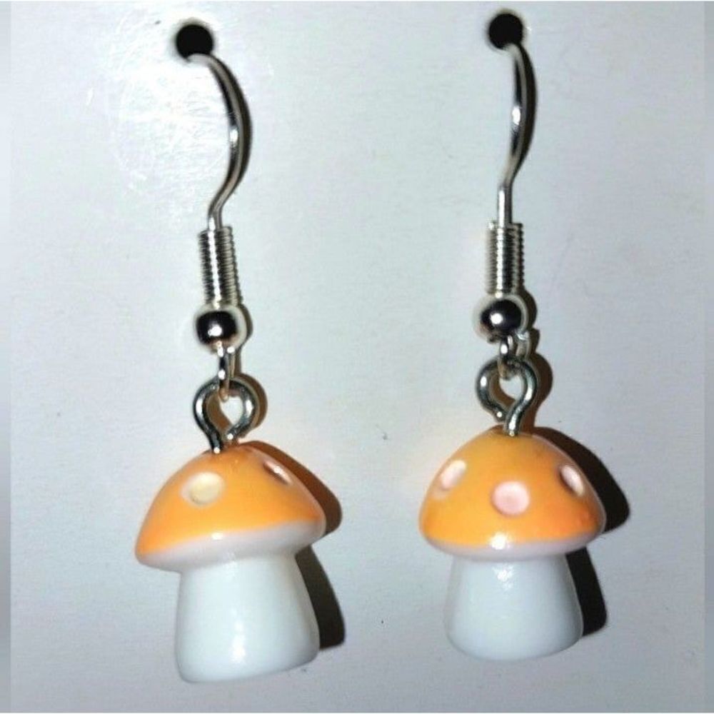 Hand crafted mushroom dingle earrings